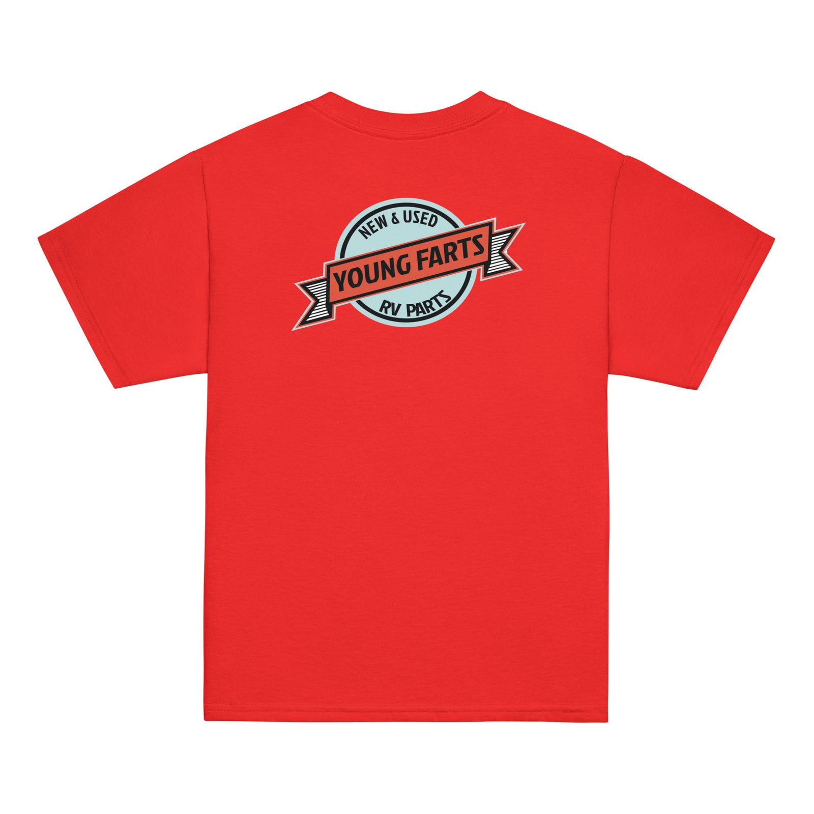 Young Farts Youth T-Shirt with front and back print in Red