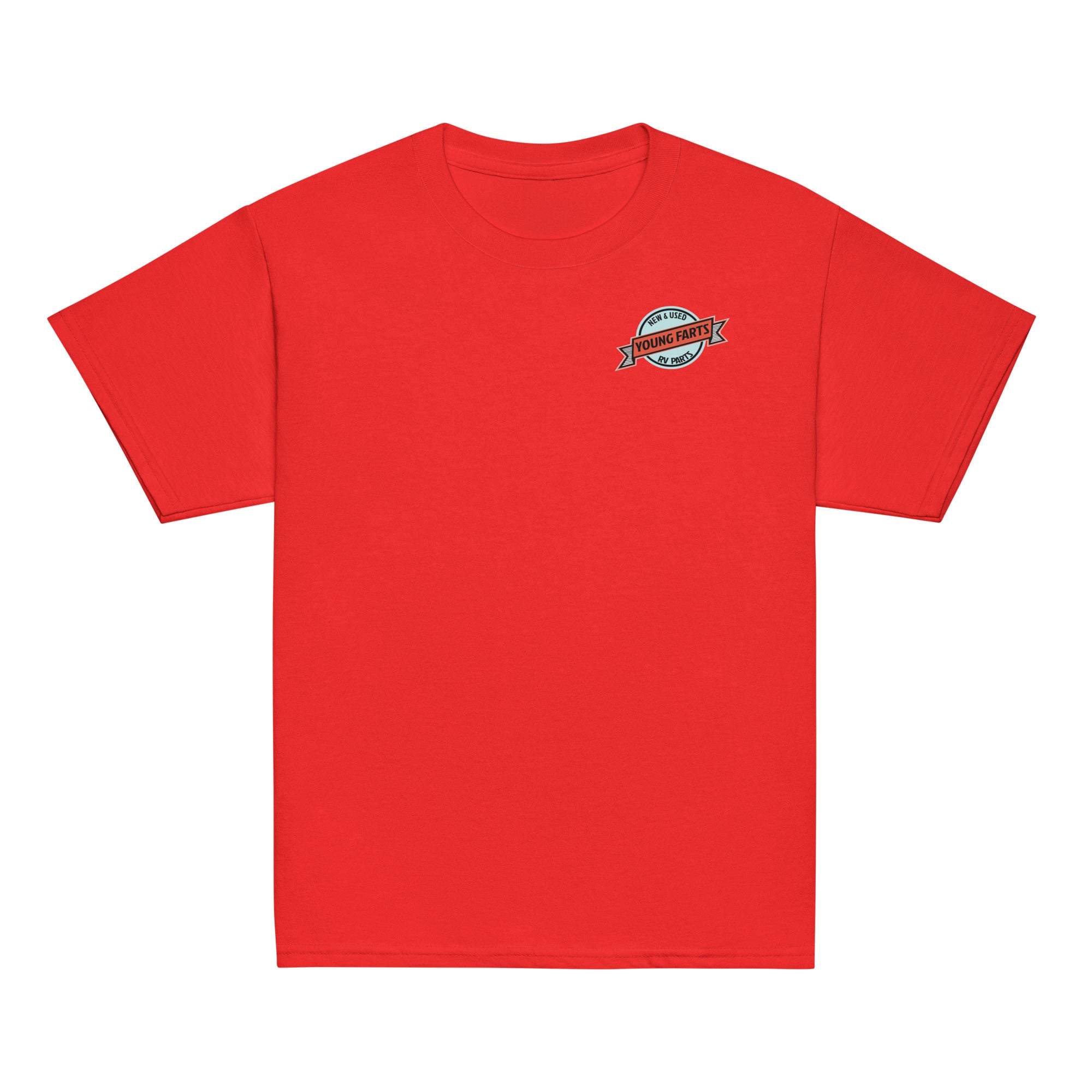 Young Farts Youth T-Shirt with front and back print in Red