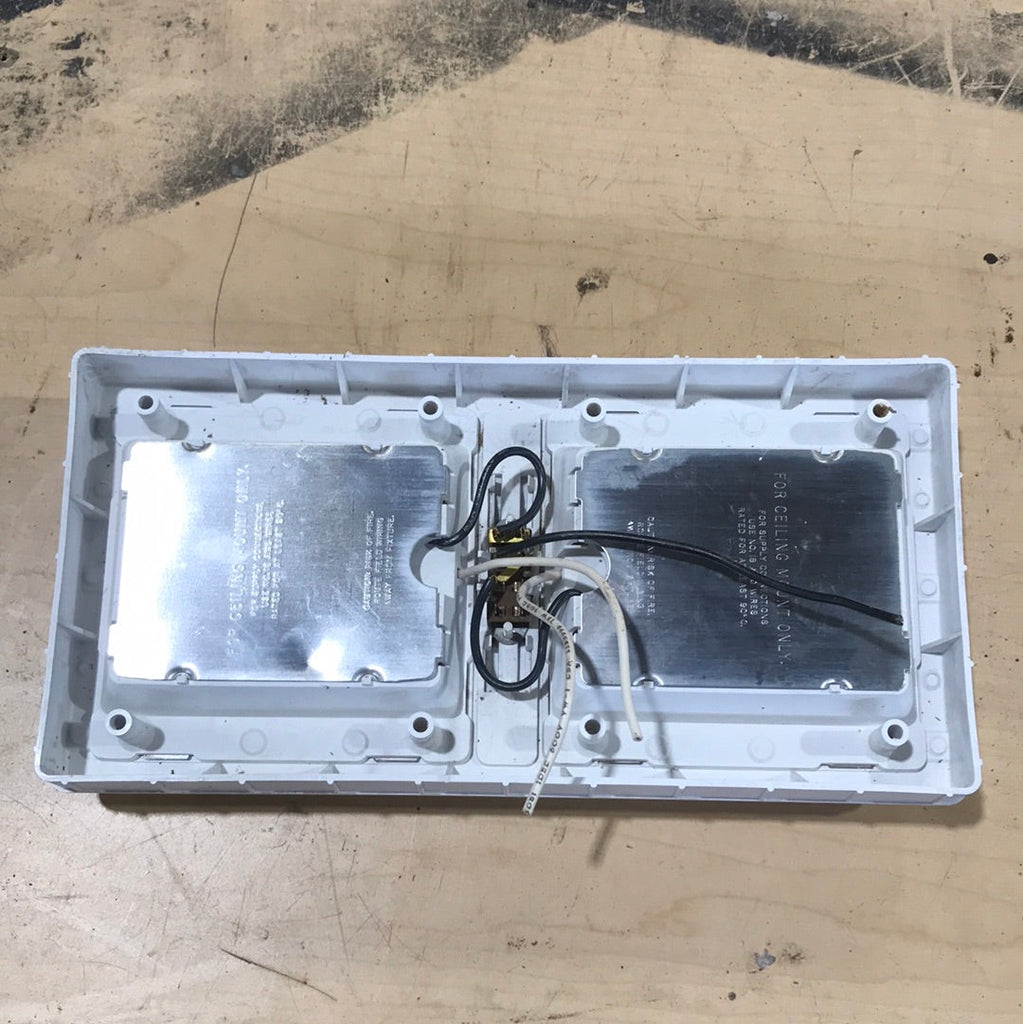 Used RV Interior Light Fixture *DOUBLE* Off-White - LR 36513 - 619-X - WITH SWITCH - Young Farts RV Parts