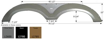 Icon Fender Skirt All Chaparrals with 16 Inch Wheels - 76-1/2 Inch 15 Inch Olive Gray - 12600 - Young Farts RV Parts