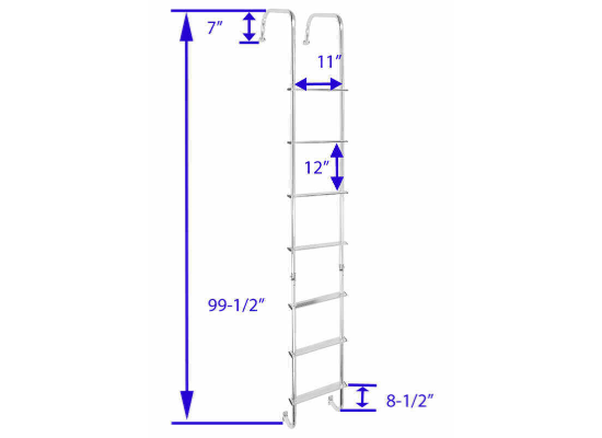 RV Pro LA-401B - Exterior Ladder w / Hinges - Aluminum Black - 99-1 / 2 "Tall x 12" Wide - Young Farts RV Parts