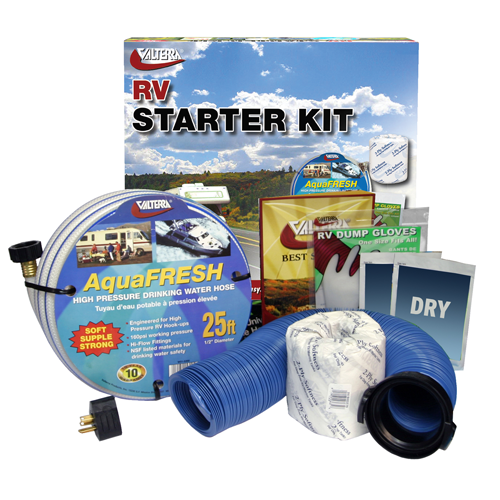 Valterra K88105 - Starter Kit w/ Pure Power Blue - 25' Fresh Water Hose - 10' Sewer Hose - Young Farts RV Parts