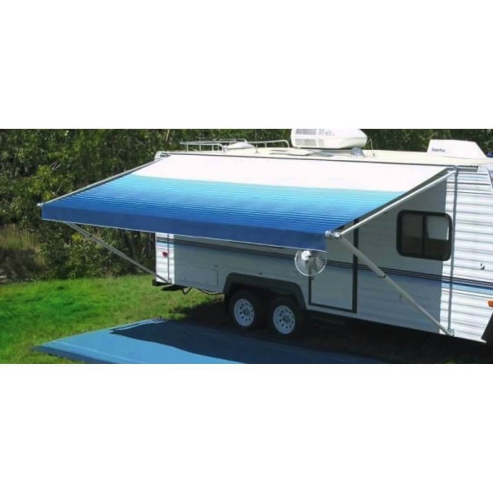 Carefree JU178E00 - 1Pc Fabric 17' Ocean Blue Awning with White Weatherguard - Young Farts RV Parts
