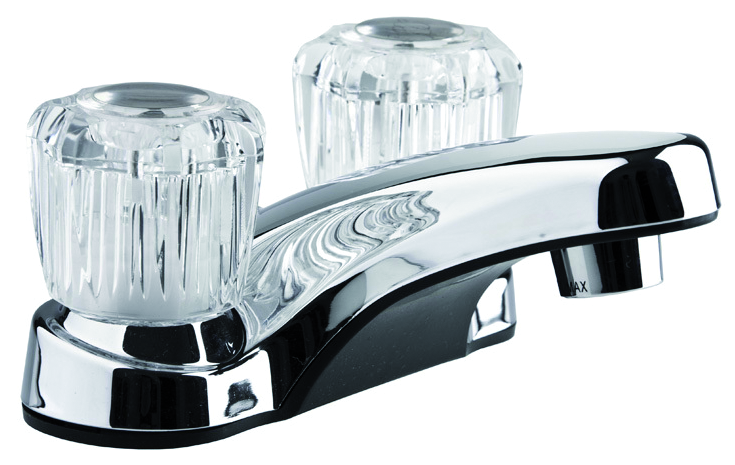 Dura Faucet DF-PL700A-CP - Dura RV Lavatory Faucet w/Crystal Acrylic Knobs - Chrome Polished - Young Farts RV Parts