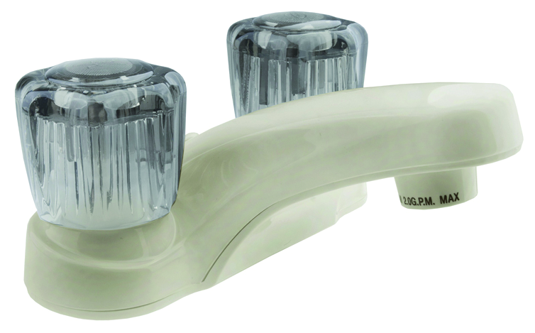 Dura Faucet DF-PL700S-BQ - Dura RV Lavatory Faucet w/Smoked Acrylic Knobs - Bisque Parchment - Young Farts RV Parts