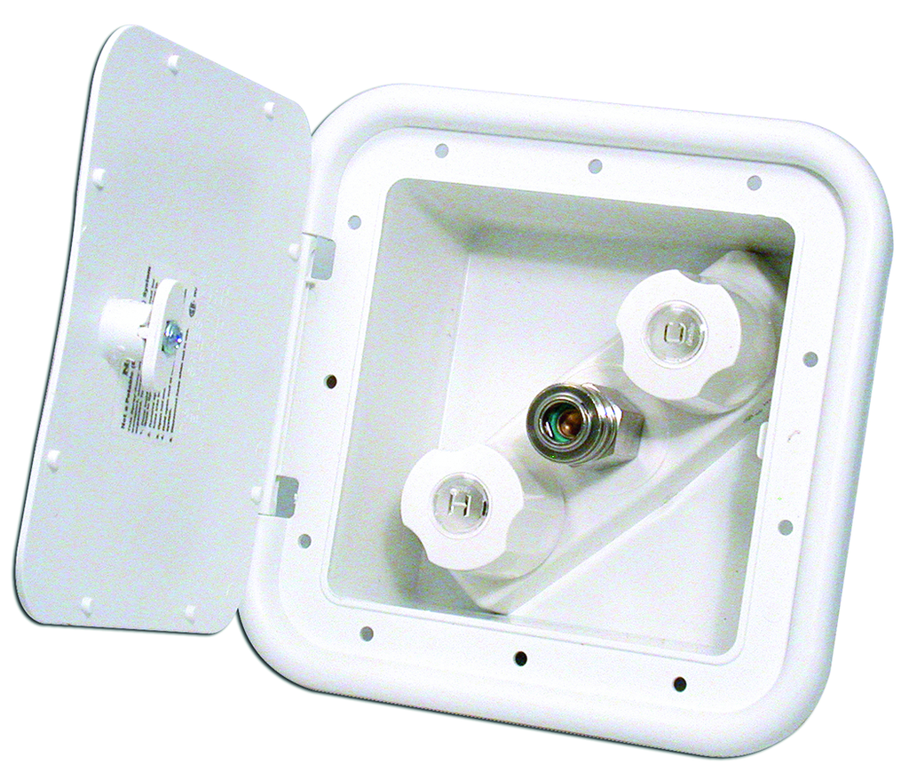 Valterra PF247201 - Exterior Shower Box with Quick Connect - Plastic - Polar White - Young Farts RV Parts