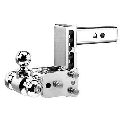 BW TS20048C - Class 4, "Tow & Stow" Adjustable 5" Drop Chrome Tri-Ball Mount for 2-1/2" Receivers - Young Farts RV Parts