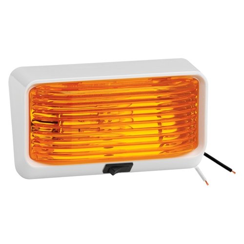AMBER PORCH LIGHT WHITE/SWITCH - Young Farts RV Parts