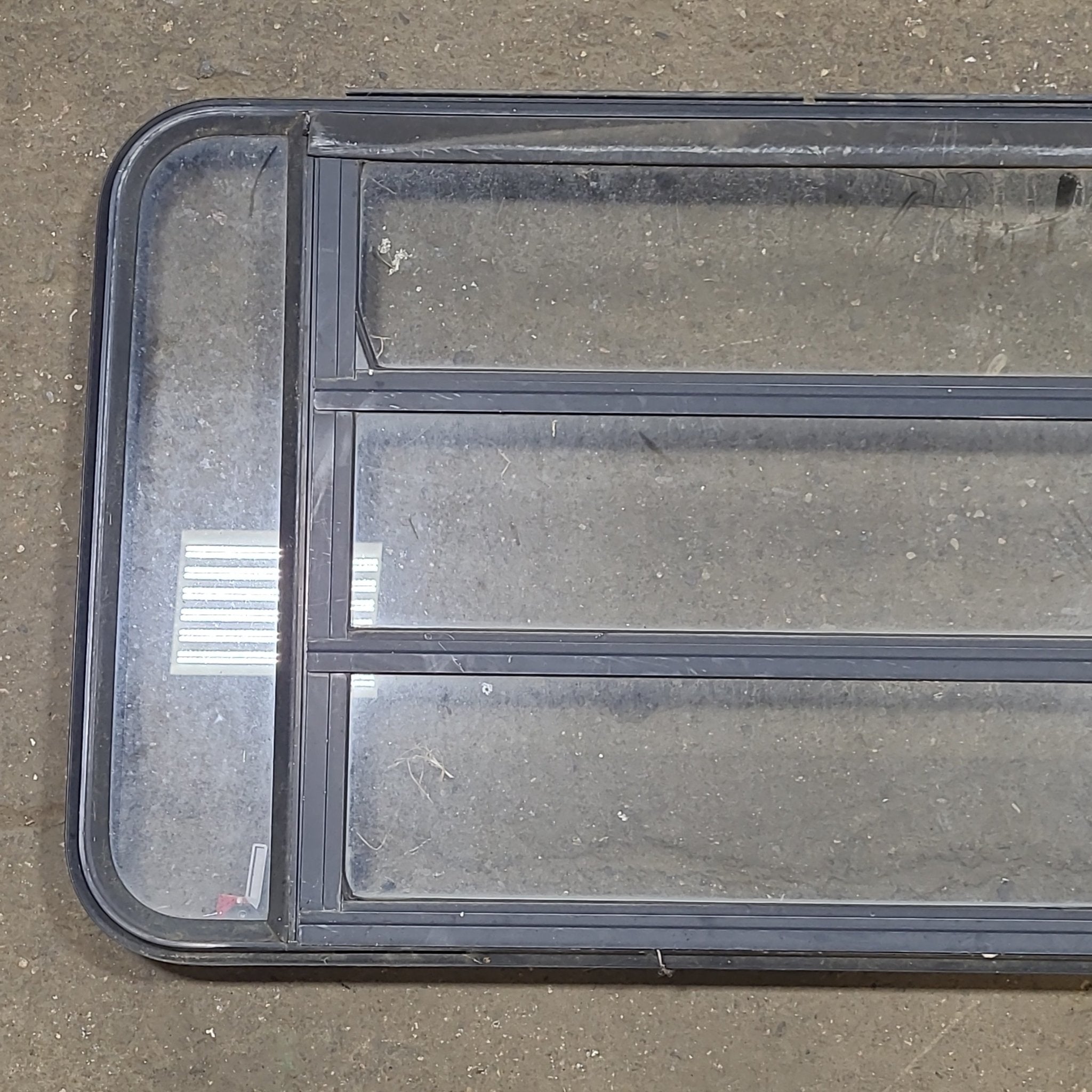 Black Radius Emergency Opening Window : 34 1/4" W X 20 7/8" H X 1 1/2" D - Young Farts RV Parts