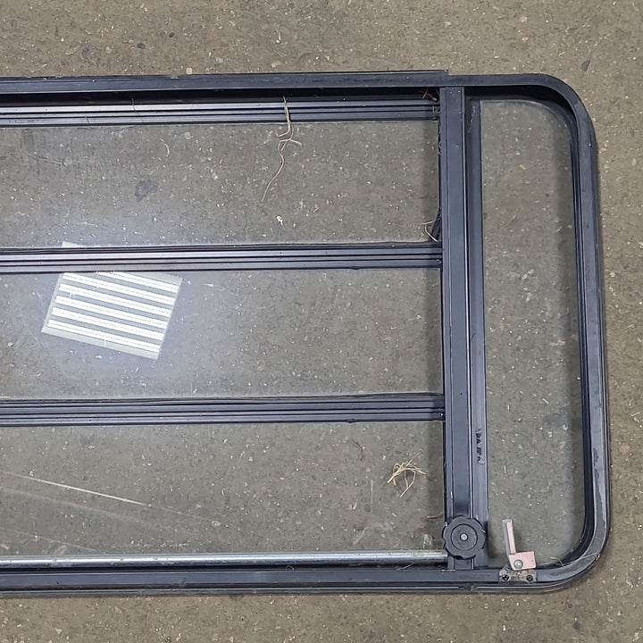 Black Radius Emergency Opening Window : 34 1/4" W X 20 7/8" H X 1 1/2" D - Young Farts RV Parts