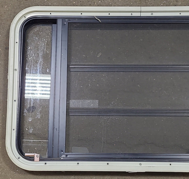 Black Radius Emergency Opening Window : 35" W X 21 1/4" H X 2" D - Young Farts RV Parts