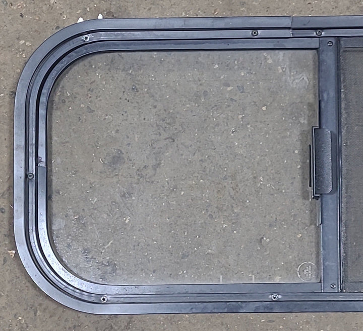 Black Radius Opening Window : 27 1/2" W X 12 1/2" H X 1 1/4" D - Young Farts RV Parts