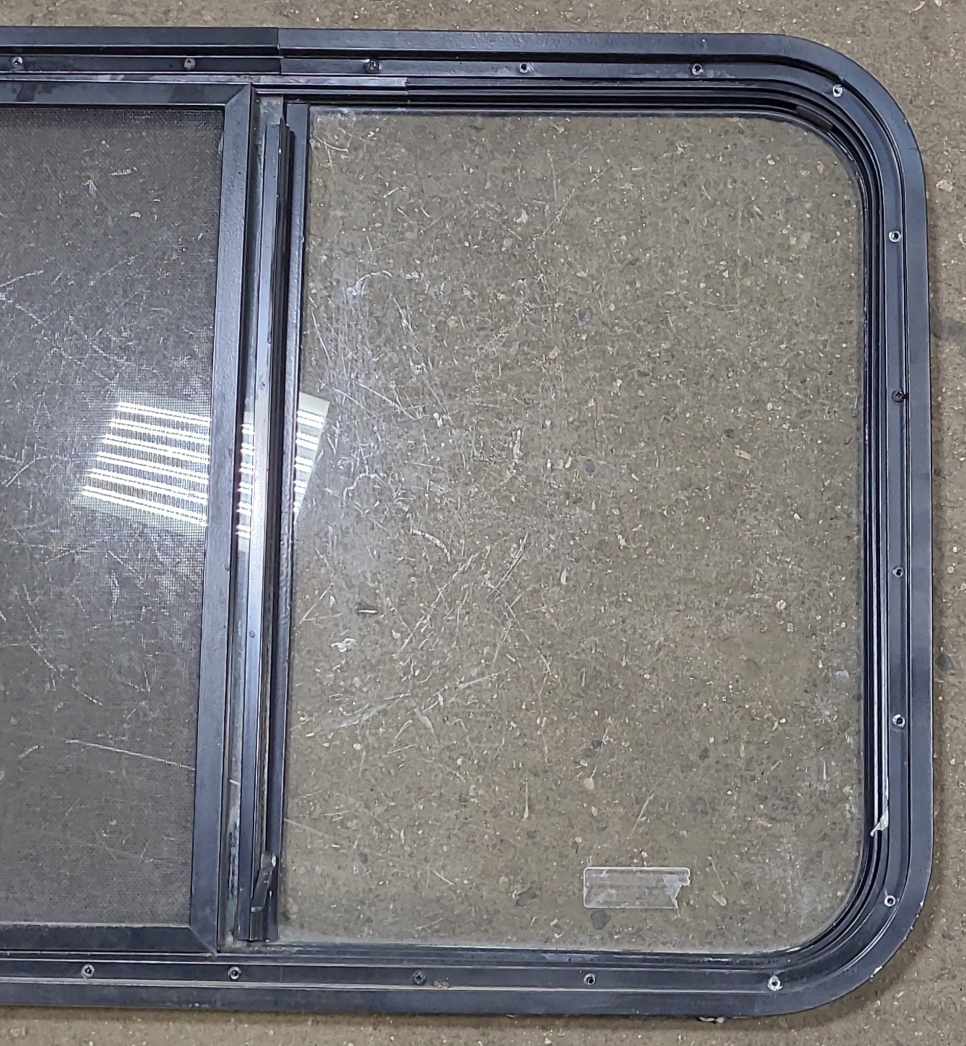Black Radius Opening Window : 33 1/2" W X 22" H X 1 1/2" D - Young Farts RV Parts