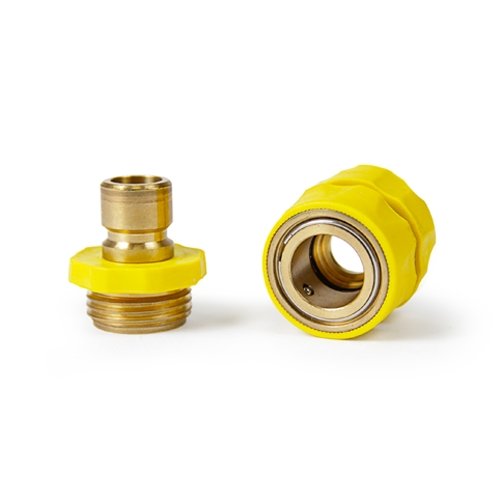 Camco 20143 Quick Hose Connector - w/Yellow Grip w/o Auto-Shut-Off Bilingual - Young Farts RV Parts
