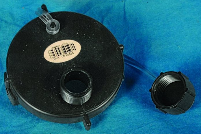 Camco 39463 RV Sewer Cap with hose connection - Bilingual - Young Farts RV Parts