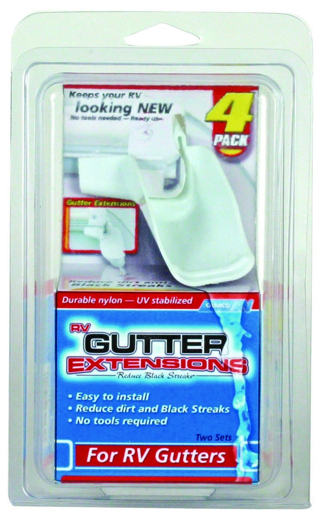 Camco 42123 Gutter Extension - White, Set of 4 (2 left/2 right) - Young Farts RV Parts
