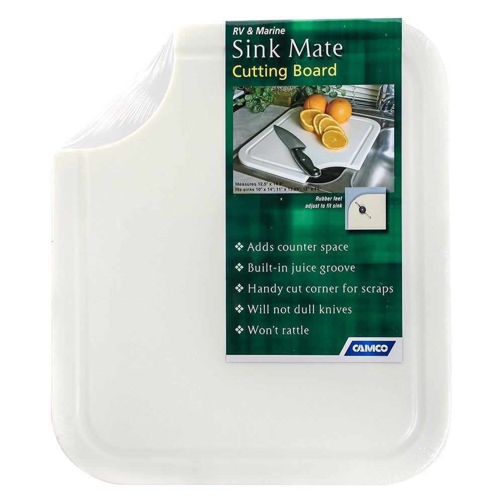 Camco 43857 - Sink Mate Cutting Board - White 12-1/2" x 14-1/2" - Young Farts RV Parts