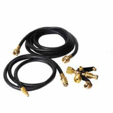 Load image into Gallery viewer, Camco 59123 Brass Tee - w/4 ports, w/5&#39; &amp; 12&#39; Ext .Hoses, Clamshell - Young Farts RV Parts