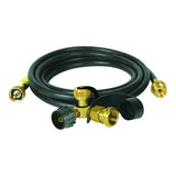 Camco 59143 Brass 90 Tee  - w/3ports, w/12'Ext.Hose, Clamshell
