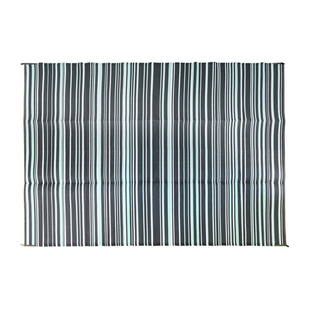 Camco C42864 - Outdoor Mat in Dark Green/Light Green/White Striped 9' X 12' - Young Farts RV Parts