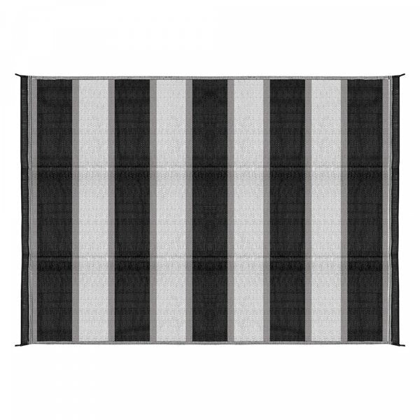 Camco C42873 - Reversible 6' x 9' Charcoal Stripe Outdoor Mat - Young Farts RV Parts