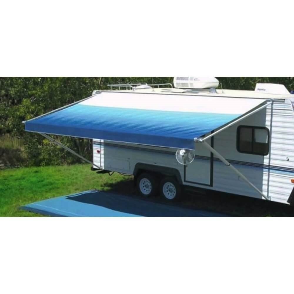 Carefree JU158E00 - 1Pc Fabric 15' Ocean Blue Awning with White Weatherguard - Young Farts RV Parts