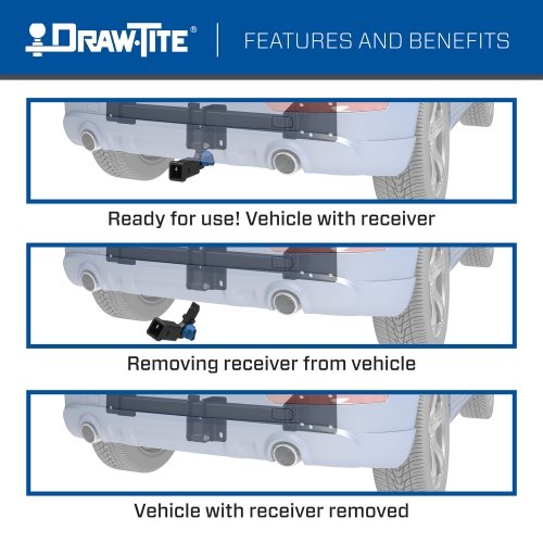 Draw Tite® • 76907 • Hidden Hitch® • Trailer Hitch Class III • Class III 2" (350 Lbs lbs GTW/3500 Lbs lbs TW) • Subaru Outback Wagon, Except Sport 10-19 - Young Farts RV Parts