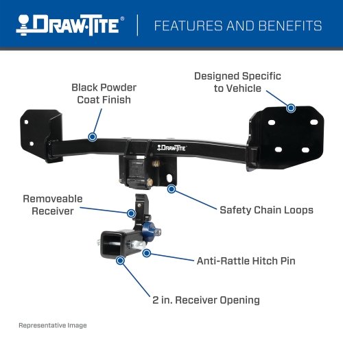 Draw Tite® • 76910 • Hidden Hitch® • Trailer Hitch Class III • Class III 2" (350 Lbs lbs GTW/3500 Lbs lbs TW) • Ford Explorer 20-22 / Lincoln Aviator 20-23 - Young Farts RV Parts