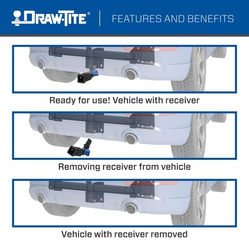 Draw Tite® • 76915 • Hidden Hitch® • Trailer Hitch Class III • Class III 2" (350 lbs lbs GTW/3500 Lbs lbs TW) • Honda Odyssey 18-23 - Young Farts RV Parts