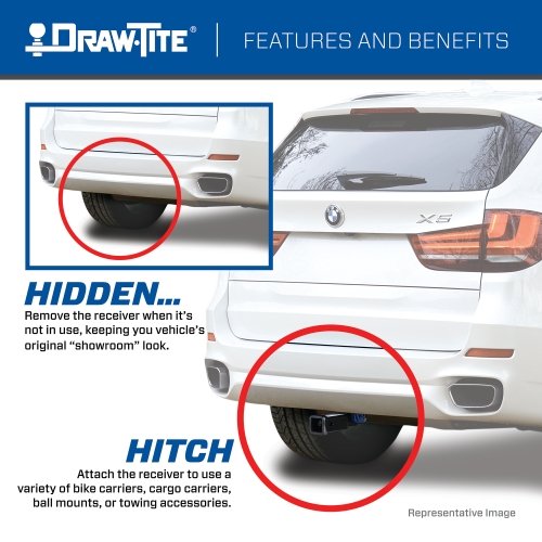 Draw Tite® • 76920 • Hidden Hitch® • Trailer Hitch Class III • Class III 2" (350 Lbs lbs GTW/3500 Lbs lbs TW) • Volvo XC60 18-23 / XC9016-23 - Young Farts RV Parts