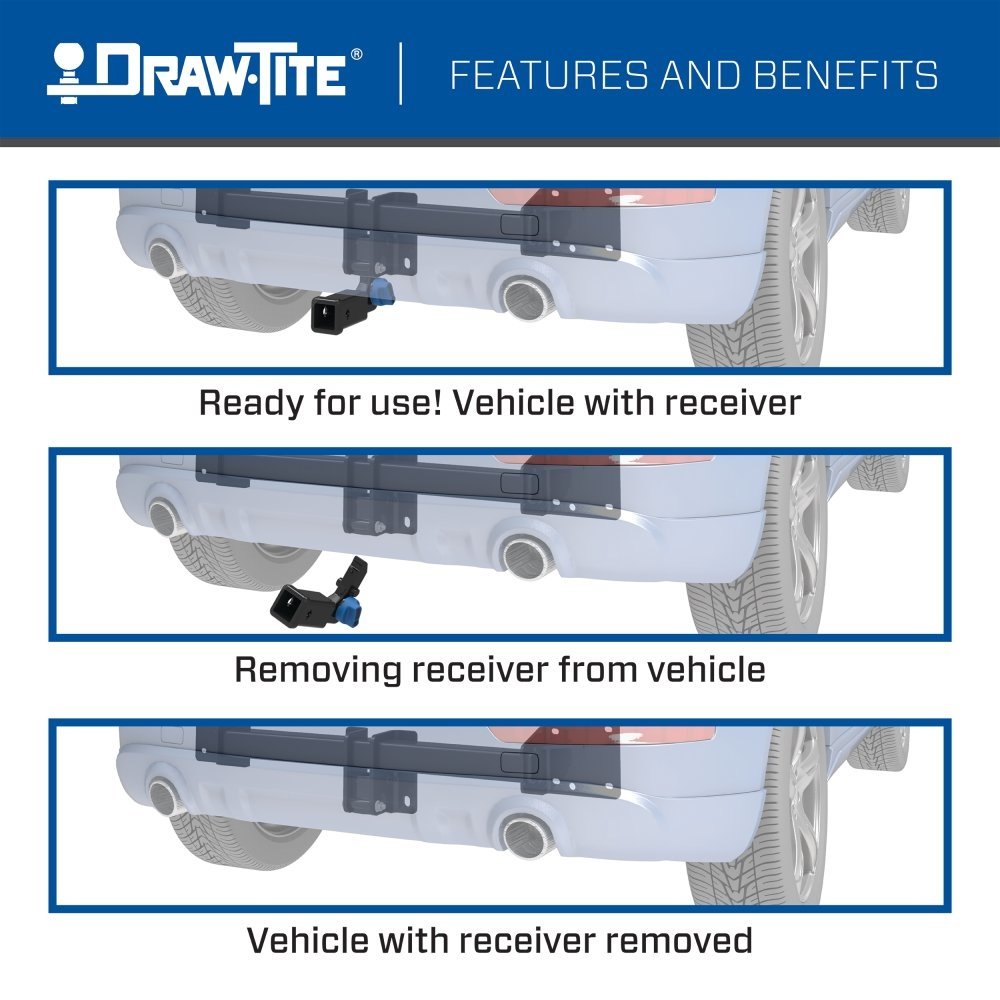 Draw Tite® • 76924 • Hidden Hitch® • Trailer Hitch Class III • Class III 2" (350 Lbs lbs GTW/3500 Lbs lbs TW) • Cadillac XT5 17-22 - Young Farts RV Parts