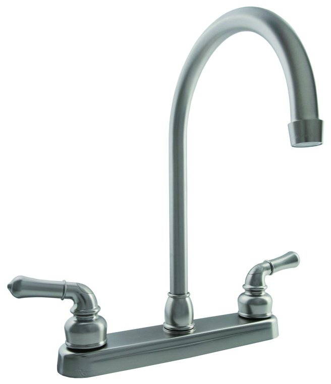 Dura Faucet DF-PK330HC-SN - Dura J-Spout RV Kitchen Faucet - Brushed Satin Nickel - Young Farts RV Parts