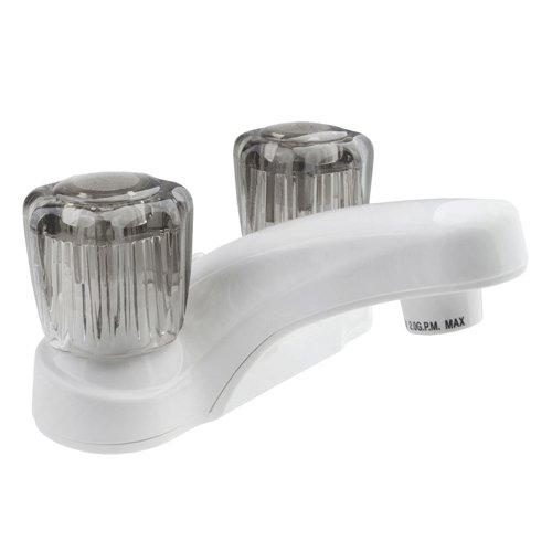Dura Faucet DF-PL700S-WT - Dura RV Lavatory Faucet w/Smoked Acrylic Knobs - White - Young Farts RV Parts