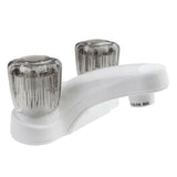 Dura Faucet DF-PL700S-WT - Dura RV Lavatory Faucet w/Smoked Acrylic Knobs - White