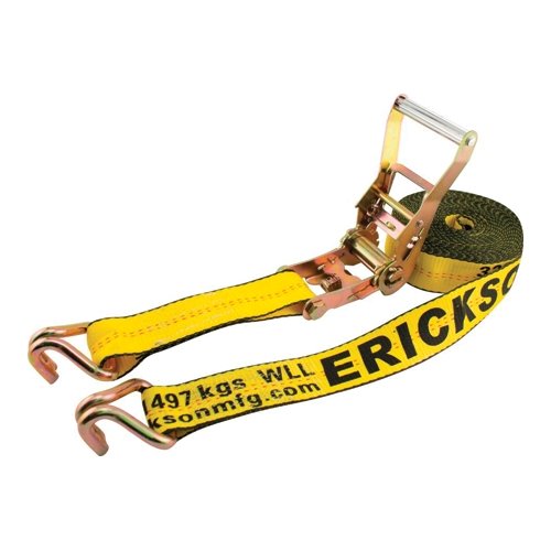 Erickson 78627 - Ratchet Strap with Double J-Hooks - 2"x27' - 10000 Lbs - Young Farts RV Parts