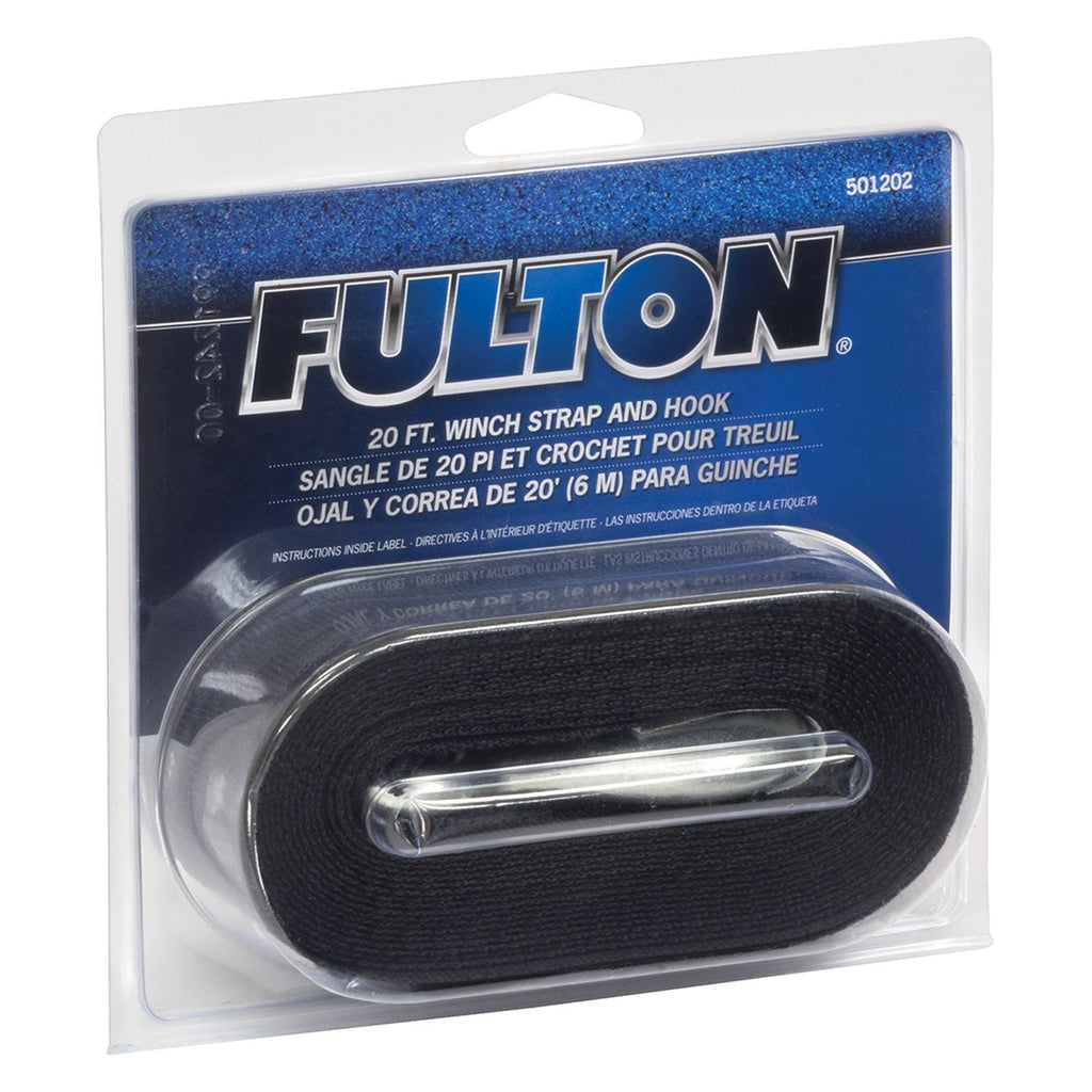 Fulton 501202 20' x 2" Black Winch Strap With Hook - Young Farts RV Parts