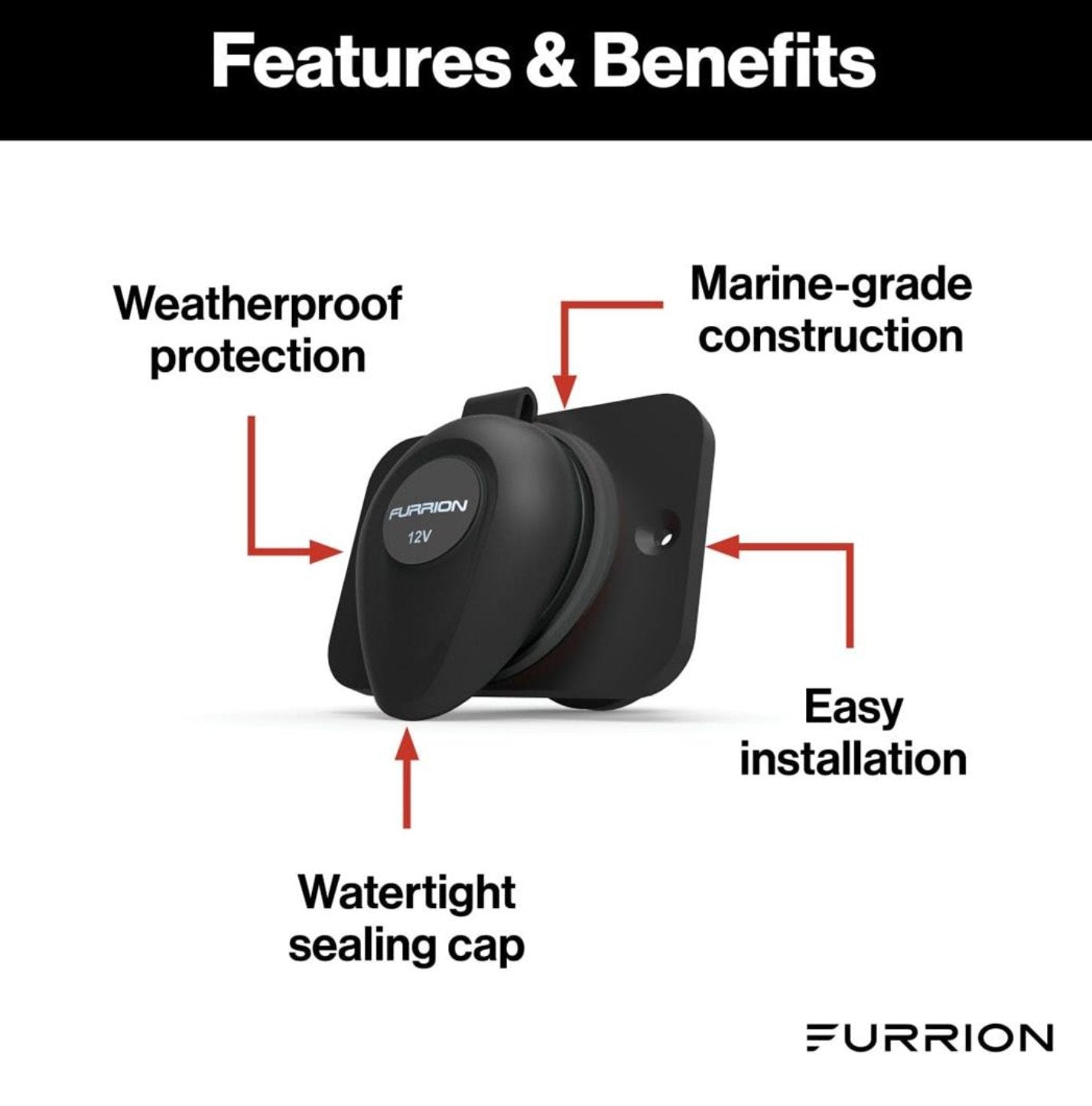 Furrion F12SB-AM 12V Weatherproof Marine Receptacle - Young Farts RV Parts