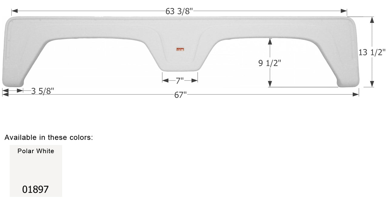 Icon 01897 Fender Skirt; Tandem Axle; Fits Various Glendale Brands Including Golden Falcon; 67 Inch Length x 13-1/2 Inch Height - Young Farts RV Parts