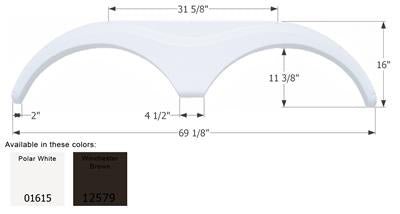 Icon Fender Skirt Heartland 5th Wheels Models and Heartland Bighorn 69-1/8 Inch 16 Inch Winchester Brown - 12579 - Young Farts RV Parts