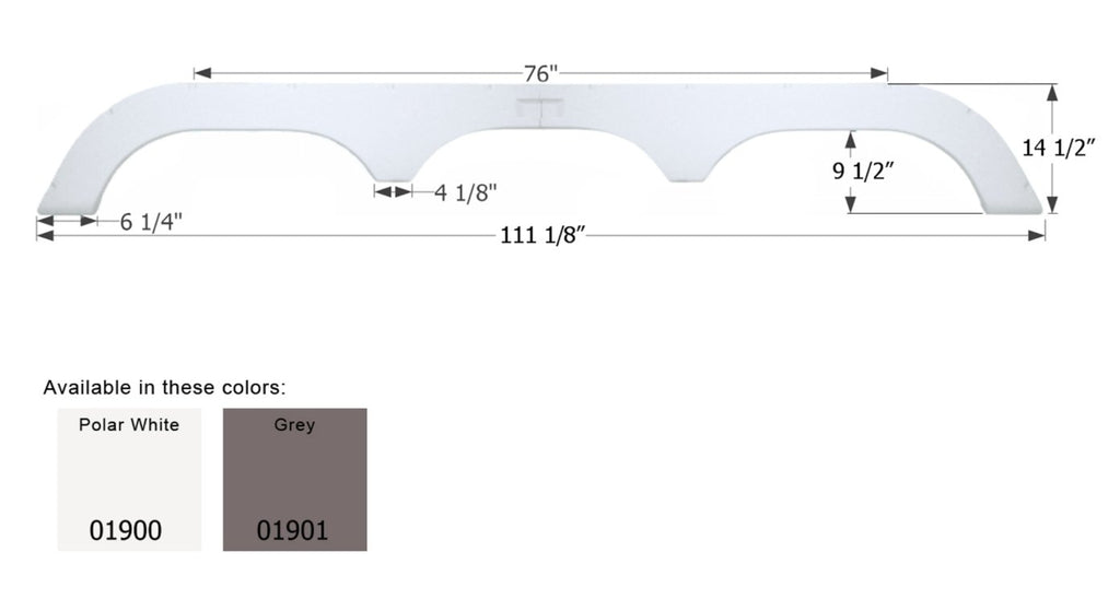 Icon Fender Skirt Various Fleetwood Brands Including Gearbox 111-1/8 Inch 14-1/2 Inch Gray 01901 - Young Farts RV Parts