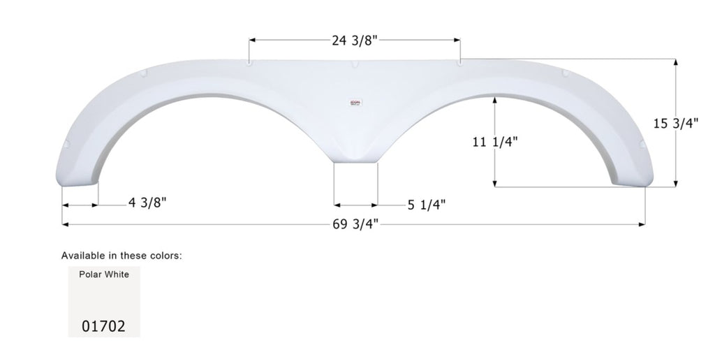 Icon Fender Skirt Various Jayco Brands Including Designer Series 69-3/4 Inch 15-3/4 Inch Polar White 01702 - Young Farts RV Parts