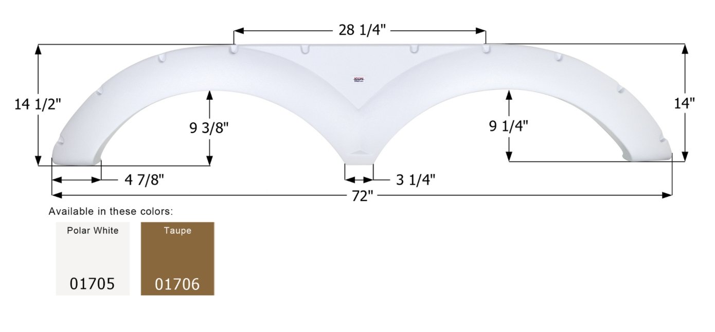 Icon Fender Skirt Various Keystone Brands Including Challenger 72 Inch 14-1/4 Inch Taupe 01706 - Young Farts RV Parts