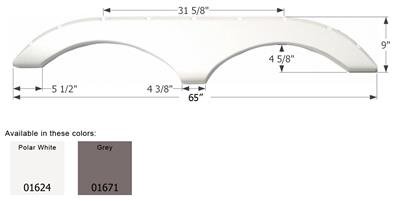Icon Fender Skirt Various Pilgrim Brands Including Cirrus/ Legends/ Open Road 65 Inch 9 Inch Polar White 01624 - Young Farts RV Parts