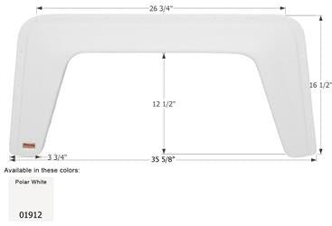 Icon Fender Skirt Various Sunland Brands 35-5/8 Inch 16-1/2 Inch Polar White 01912 - Young Farts RV Parts