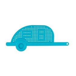 Kitchen Strainer Camco 53385 Life Is Better At The Campsite ™, Non Collapsible Type, 11" Length x 5-3/4" Width x 13/32" Depth, Dishwasher Safe, Teal RV Shape Design With Life is Better at the Campsite ™ Logo, ABS Plastic, Single - Young Farts RV Parts
