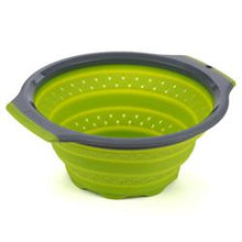Load image into Gallery viewer, Kitchen Strainer Progressive International PS-3507 Prep ® Solutions, Collapsible Type, Collapses To 1&quot; Thickness, 3 Quart Capacity, Dishwasher Safe, Green And Gray, Silicone, Single, With Soft Grip Handle, 11.18&quot; Width x 10&quot; Depth x 1&quot; Height - Young Farts RV Parts