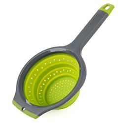 Kitchen Strainer Progressive International PS-3508 Prep ® Solutions, Collapsible Hand Strainer Type, Collapses To 1" Thickness, 1.5 Quart Capacity, Dishwasher Safe, Green And Gray, Silicone, Single, With 10" Expand Handle, 14.06" Width x 8" Depth x 8.07" - Young Farts RV Parts