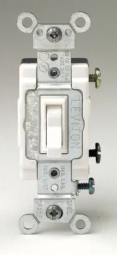Leviton 1286-W 20-Amp 120/277-Volt Toggle Double-Pole AC Quiet Switch, White - Young Farts RV Parts