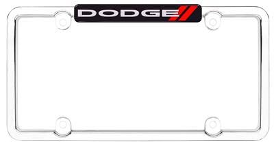 License Plate Frame Cruiser 11036 Emblem, Dodge, Chrome/Red - Young Farts RV Parts