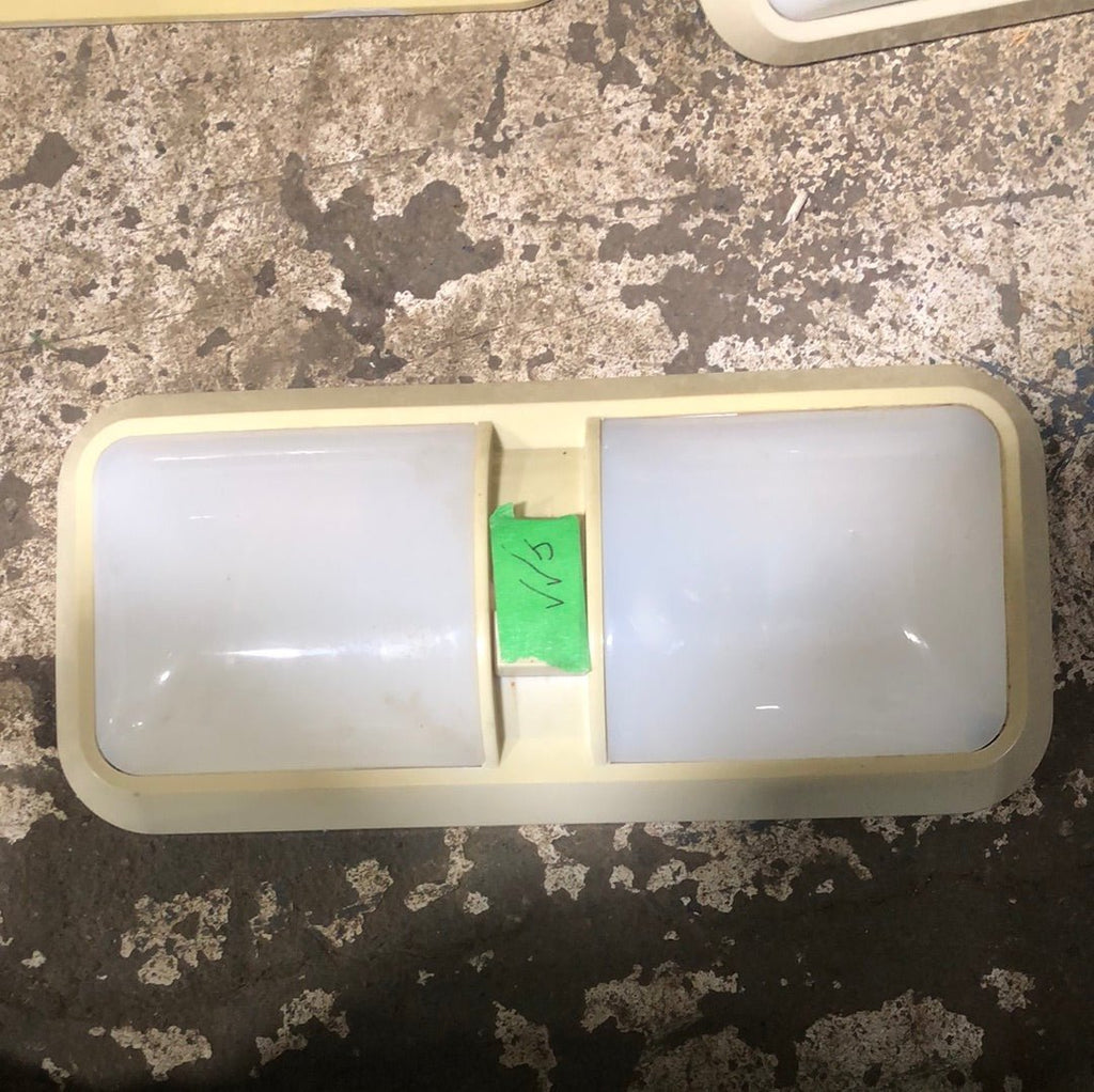 Light Fixture *DOUBLE* LR96696 OFF-WHITE - W/ Switch - Young Farts RV Parts